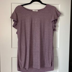 Purple short ruffle sleeve top